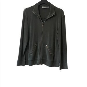 Chico's Travelers Lightweight Full Zip-Up Jacket in‎ Olive Green